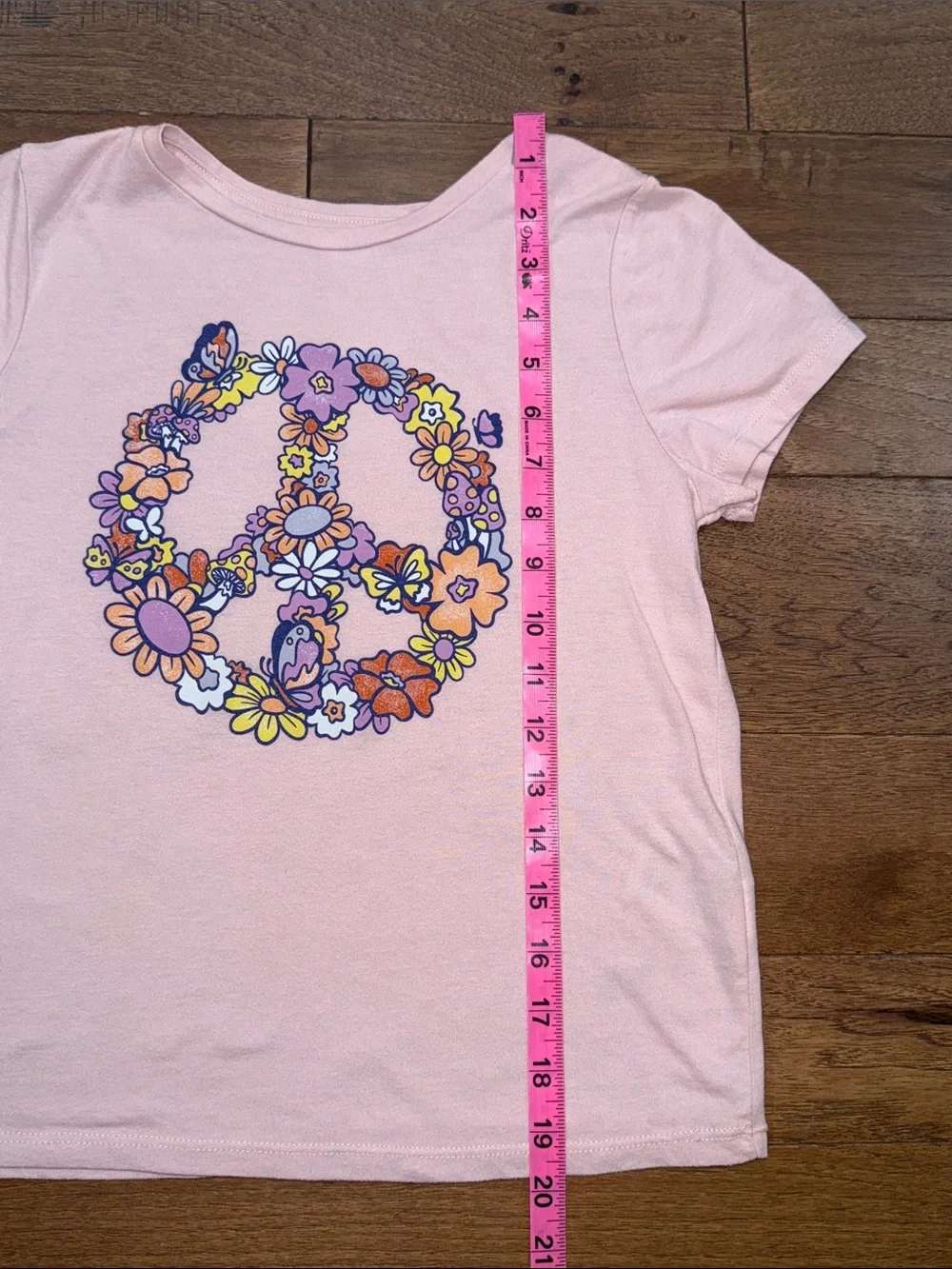 Old Navy Girls Floral Butterfly Mushroom Peace Sign Shirt - Size L (10/12)